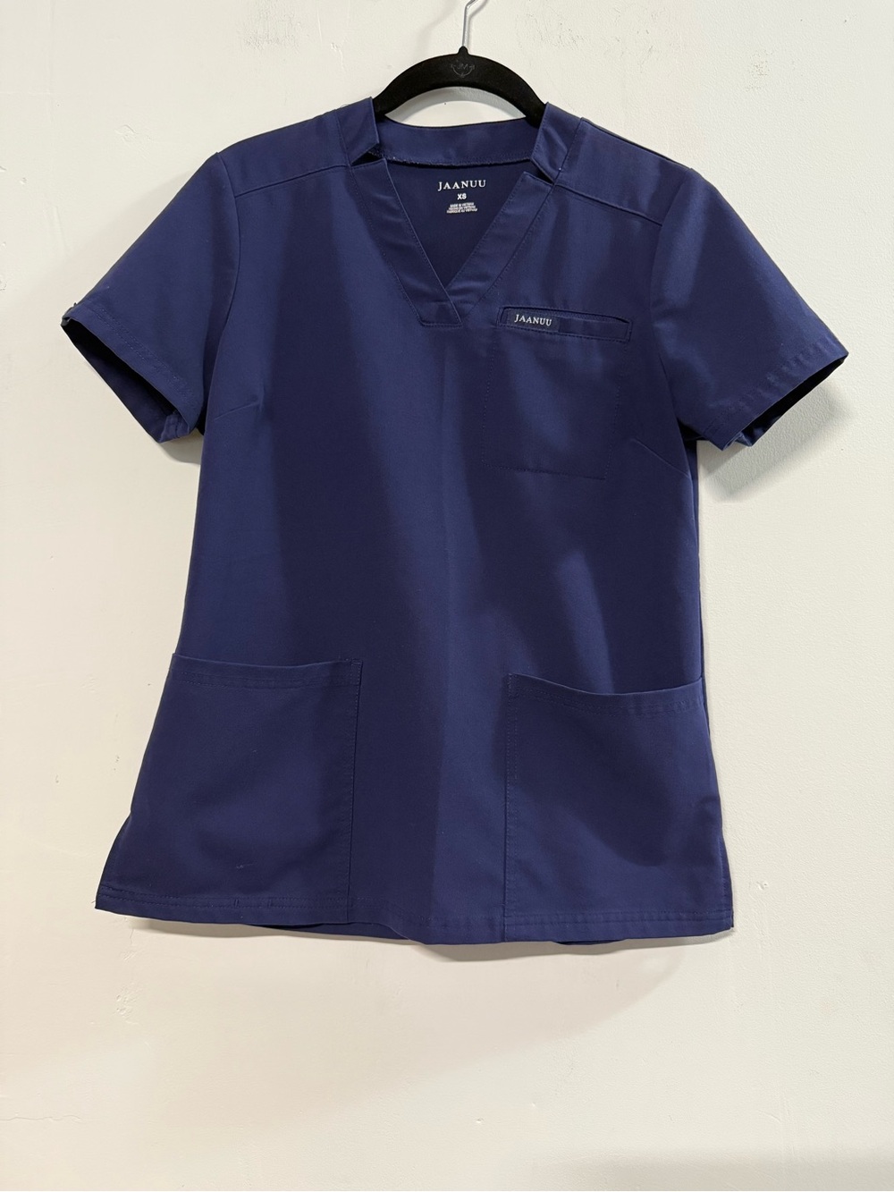Jaanuu Women's V-Neck Scrub Top in Navy Blue